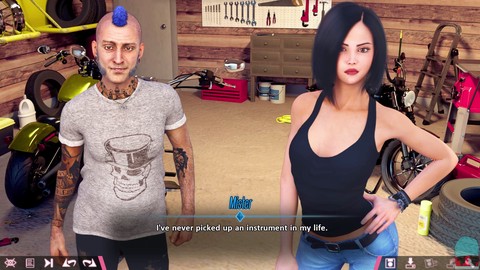 Chica con pechos grandes entra en acción en una novela visual