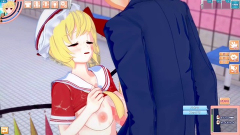 Erotic 3DCG anime movie of having sex with Touhou's busty Flandre Scarlet in hentai game Koikatsu!