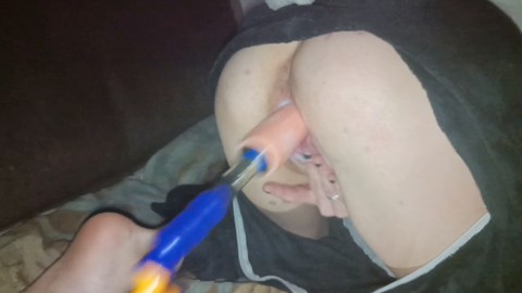 Amateur sexwife gets pounded by a sex machine while deep-throating my cock