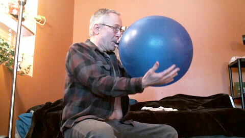 Two mature gay daddies play with inflatable toys and get off with 24 inch Tuf Tex balloons!