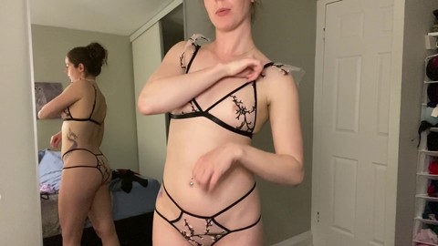 Trying on sexy lingerie with closeup shots for the ultimate show!