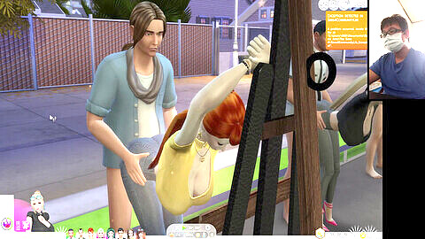The Sims 4: Six people indulge in steamy intercourse on an art easel