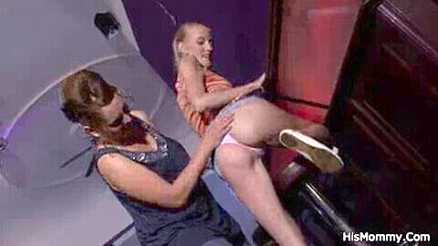 Naughty mom seduces and pleasures innocent nubile girl while he's away