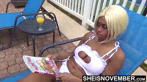 Poolside, ebony, hot-black-girl