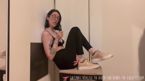 French femdom vends-ta-culotte indulges in smoking, boot and foot fetish with submissive man