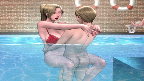 Anime pool, animation swimming, anime piscine