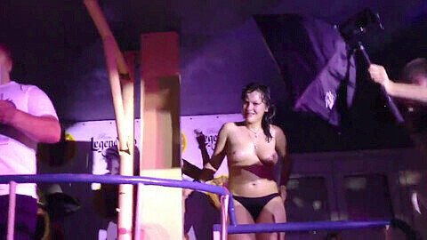 Nude club party, nude theater performance, nude performance public