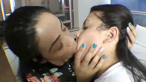 Latina lesbian catfight, catfights, deep kissing brazilian lesbian
