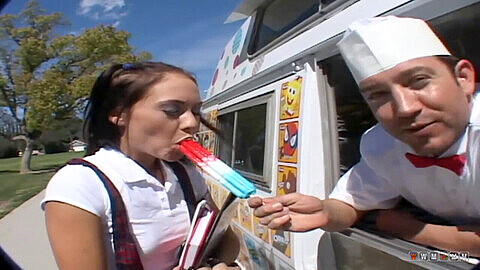 Naughty schoolgirl gets pounded after sucking on a popsicle