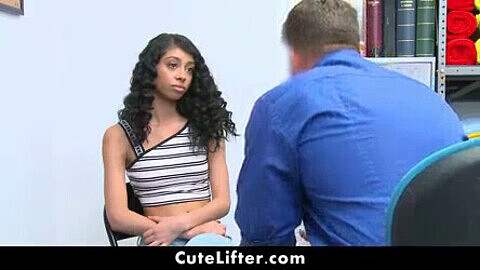 Jada Doll, the shy curly-haired teen, gets punished by a mall officer for shoplifting