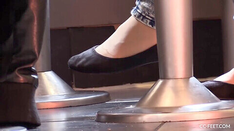 Candid feet, candid shoeplay hostess fair, nylon feet in public