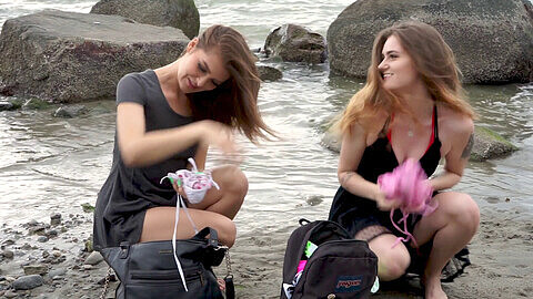 Micro bikini try-on in public - girls daringly flaunting their bodies