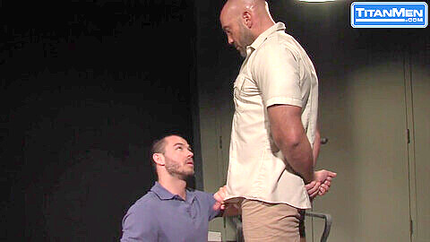 Huge muscle daddy Jessy Ares interrogated with his massive big dick