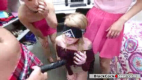 Blonde babe Nora-Ivy takes on a big black cock for the sorority