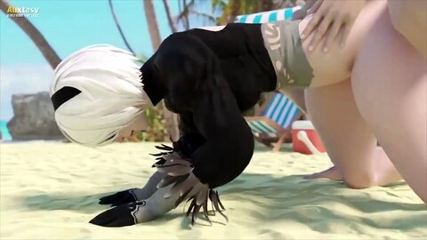 2B viene presa da dietro in questa avventura hentai animata