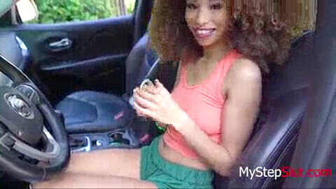 Cecilia Lion trades her ebony coochie for car keys with her horny daddy