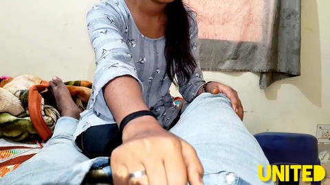 Indian girlfriend gives handjob while smoking, gets her pussy pounded hard in hardcore sex