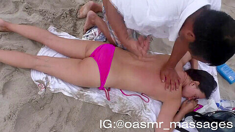 Beach massage, topless beach, beach hut massage