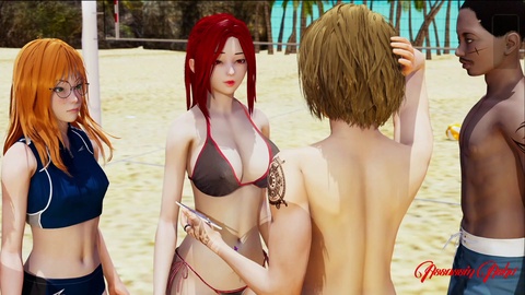 Un novellino vive una scena di sesso appassionata in un gioco di anime per adulti