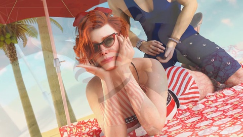 3d游戏, 红发女郎, 海滩