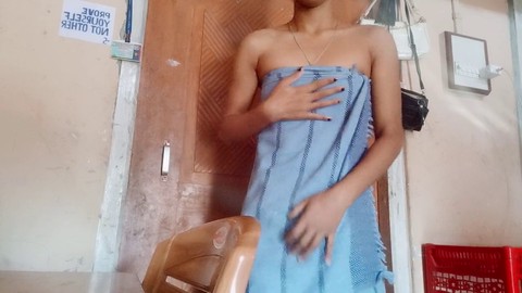 Indian college girl after showering