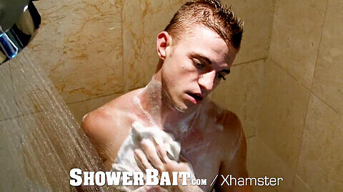 Hard-bodied Tom Bentley surrenders to his gay buddy in the shower