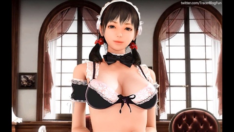 Horny Asian maid uses sex toys for a virtual mate