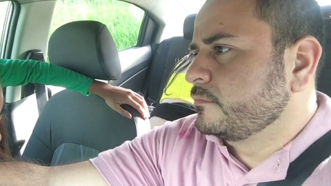 The horny Uber driver gets naughty when my friend goes commando