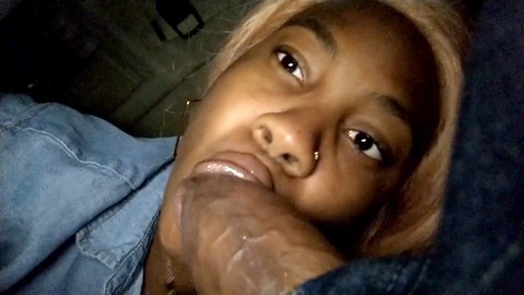 Chocolate ebony, risky public, ebony car blowjob