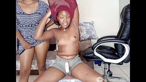 Seductive ebony babe Candice Jackson pleasures herself with a dildo