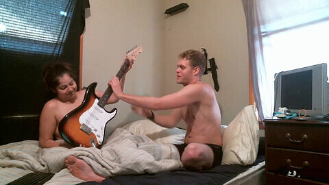 Nude guitar lesson turns into a funny and exclusive reality experience with pierced-nippled instructor
