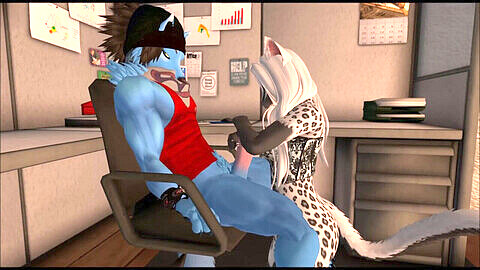 Second life life furry, anime office, office animated
