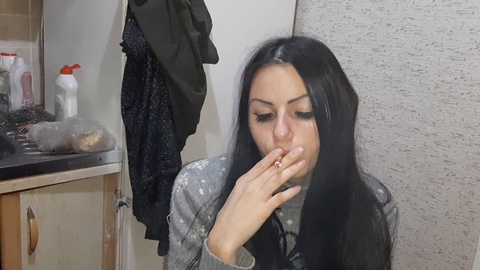 Smoking fetish, girl, lesbian