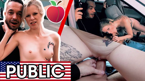 ¡La cachonda rubia vixen Claudia Swea conduce desnuda y recoge a un tipo para una caliente polvareda al aire libre! (INGLÉS) Dates66.com