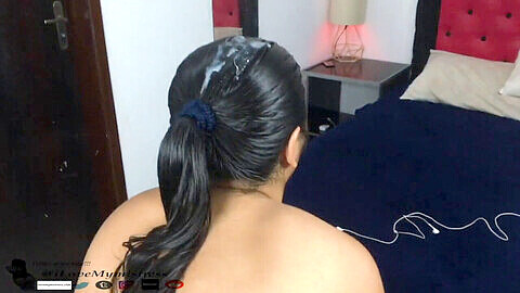 Oiled braid, hair pulling hard, long hair oil riya