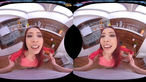 Hot college roommate Paula Shy enjoys VR porn sensations in multiple languages!