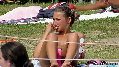 Sexy girls in bikinis caught tanning by spy camera at the pool in HD!