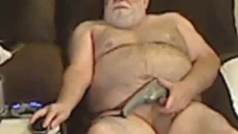 Horny gay grandpa strokes his cock on cam for your pleasure
