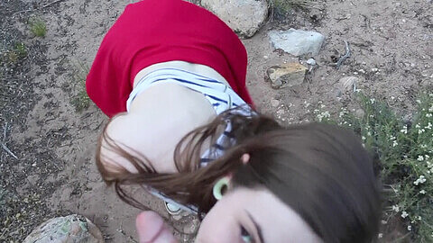 Young, outdoor blowjob, nubile