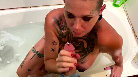 Chassidy Lynn enjoys a relaxing bath tub, gives a steamy blowjob, and shaves in the bathroom