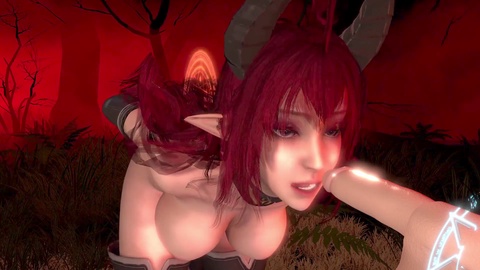 Horny demon babe falls into a gangbanged trap with enchanted spears | 3D porn