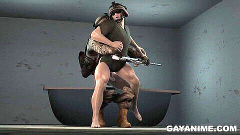 Animated soldier takes a deep anal pounding from a hung black stud