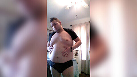 Gay gainer, gay chubby belly play, chubby belly