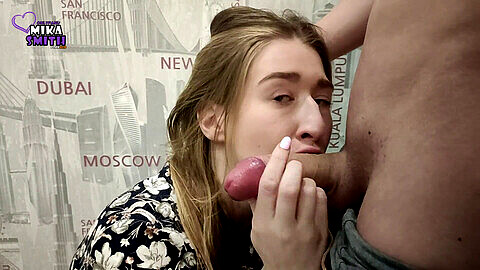 Stranger blowjob, with conversations, in pantyhose