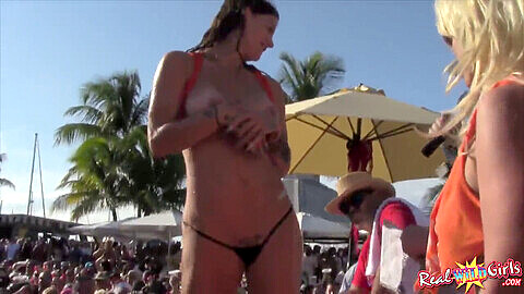Beach bar, rum runners nude contest, public pool